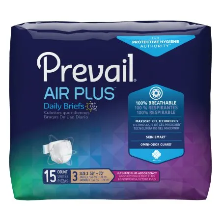 First Quality - PVBNG-014CA - Prevail Air Plus Unisex Adult Incontinence Brief Prevail Air Plus Size 3 Disposable Heavy Absorbency