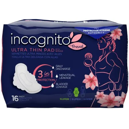 First Quality - PVH-416 - incognito by Prevail Feminine Pad incognito by Prevail Ultra Thin with Wings Super Absorbency