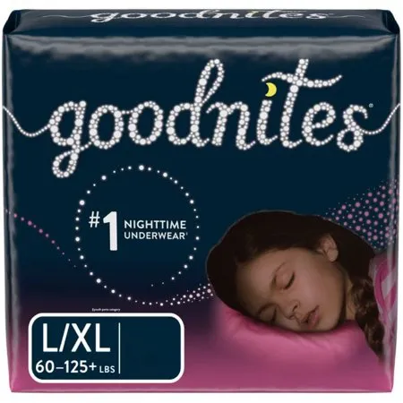 Kimberly Clark - Goodnites - 53382 -  Female Youth Absorbent Underwear GoodNites Pull On with Tear Away Seams Size 6 / X Large Disposable Heavy Absorbency