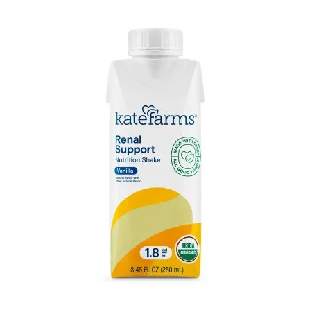 Kate Farms - 811112030652 - KATE FARMS Renal Support 1.8, Vanilla, 8.45 fl. oz. (250 mL). USDA Organic, Plant Based, NON GMO Project Verified, Gluten Free Certified, Vegan, and Kosher. 450 calories per 8.45 fl. oz. carton.