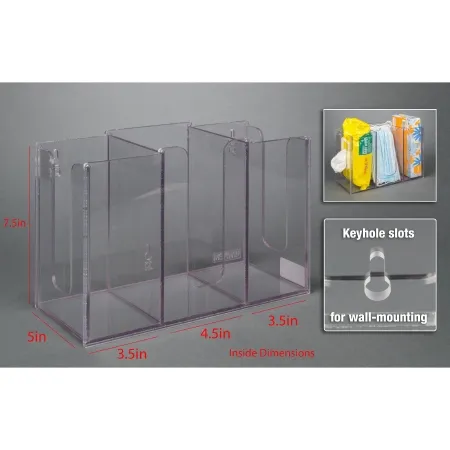 Poltex - MSKWIP-W - Multi Holder Poltex Clear Acrylic Manual 3 Compartment Wall Mount