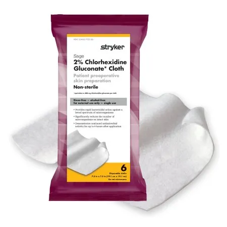 Sage Products - 9717 - Skin Prep Wipe Sage 6 Per Pack Soft Pack 2% Strength Chg (chlorhexidine Gluconate) Nonsterile