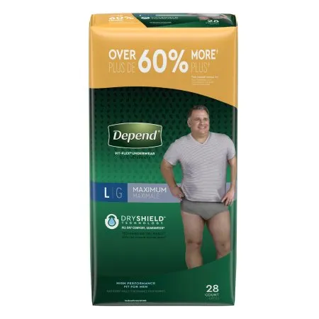 Kimberly Clark - Depend FIT-FLEX - 53745 - Depend FIT FLEX Male Adult Absorbent Underwear Depend FIT FLEX Pull On with Tear Away Seams Large Disposable Heavy Absorbency