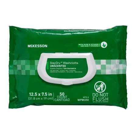 McKesson - StayDry - WPWU50 - Personal Wipe StayDry Soft Pack Aloe / Vitamin E Unscented 50 Count