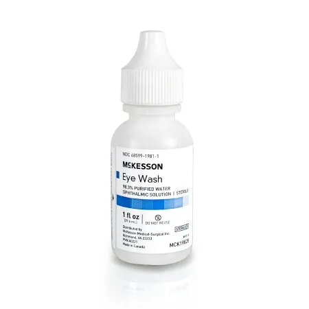 McKesson - MCK19828 - Eye Wash Solution Active ingredient: 98.3% Purified Water Inactive ingredients: boric acid sodium borate sodium chloride 1 oz. Squeeze Bottle
