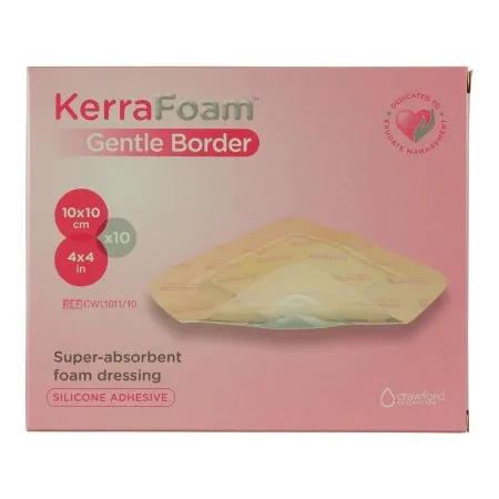 3M - KerraFoam Gentle Border - CWL1011 -  Foam Dressing  4 X 4 Inch With Border Film Backing Silicone Adhesive Square Sterile