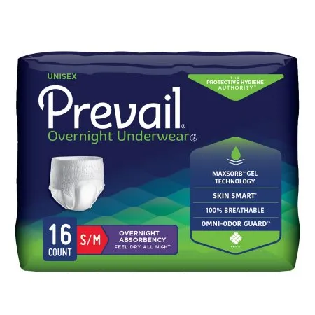 First Quality - Prevail Overnight - From: PVX-512 To: PVX-514 -  Unisex Adult Absorbent Underwear  Pull On with Tear Away Seams Small / Medium Disposable Heavy Absorbency
