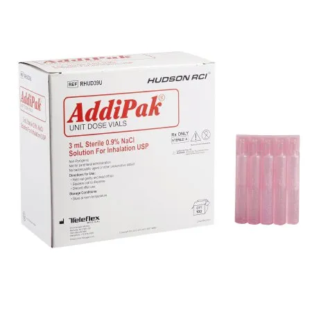 Medline - Addipak - HUDRHUD39U -   Respiratory Therapy Solution Sodium Chloride  Preservative Free 0.9% Solution Unit Dose Vial 3 mL
