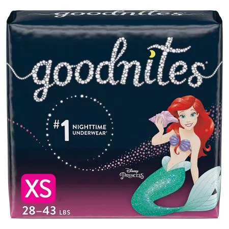 Kimberly Clark - Goodnites - 46761 -  Female Youth Absorbent Underwear GoodNites Pull On with Tear Away Seams X Small Disposable Heavy Absorbency