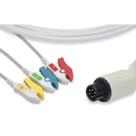 Auxo Medical - AM-C2340P-I0 - Ecg Cable 3 Leads Pinch/grabber 6 Pin Connector For Use With Ecg Machine