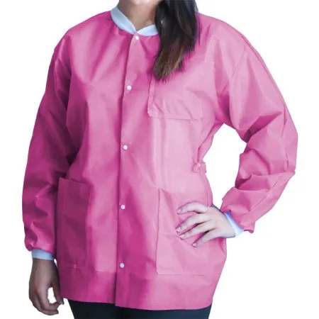 Dukal - UGJ-6510-S - FitMe Lab Jacket FitMe Bubblegum Pink Small Hip Length Disposable