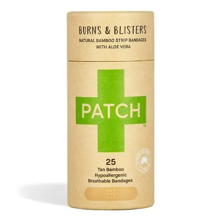 Nutricare USA - Patch Burns and Blisters - 35134700003 - Adhesive Strip Patch Burns and Blisters 3/4 X 3 Inch Bamboo s/b Bamboo / Aloe Vera Rectangle Tan Sterile