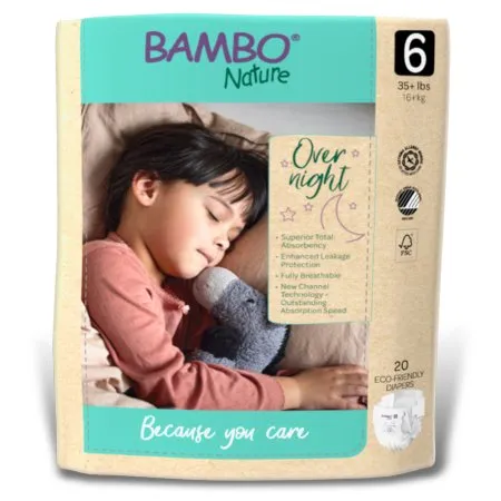 Abena North America - 1000021012 - Diaper, Overnight Bamboo Nature Sz6 (20/Pk 4pk/Cs)