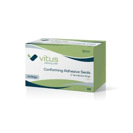 HR Pharmaceuticals - 520 - Vitus Ostomy Skin Barrier Rings 2in Thin 20 count Conforming Adhesive Seals High Absorbency Paste Alternative Latex-Free Low Cost 400units-cs