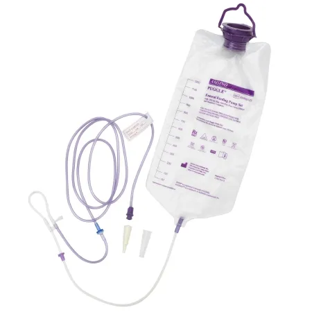 Amsino International  - PE90B12T - Enteral Pump Set with 1200 ml Bag  Anti-Free Flow Valve  ENFit® Connector and Transition Connector  30-cs
