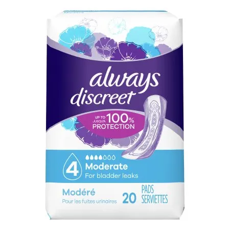 Procter & Gamble - Always Discreet - 00037000904335 -  Bladder Control Pad  12 1/2 Inch Length Moderate Absorbency RapidDry Core One Size Fits Most