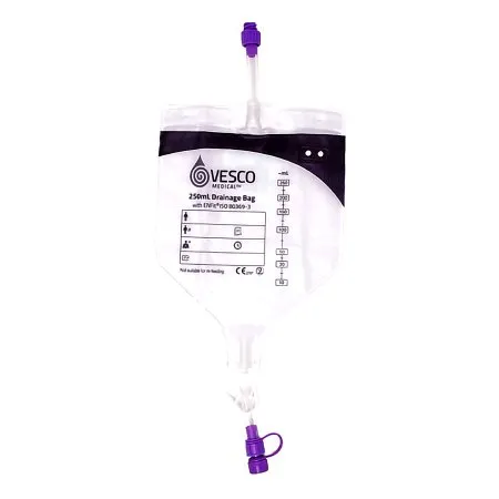 Vesco Medical - VED-009EO - 250mL ENFit Compatible Drainage Bag, with 5cm tubing.