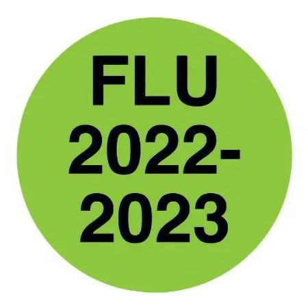 United Ad Label - UAL - ULFLU2223 - Pre-printed Label Ual Advisory Label Green Fluorescent Paper Flu 2022-2023 Black 1/2 Diameter