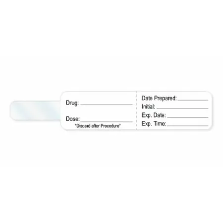 PDC Healthcare - SYRFLG-B02 - Pre-printed Label Pdc Anesthesia Label White Drug_ Date_int_exp Date_exp Time_ Discard After Procedure Black Syringe Label 3/4 X 4 Inch