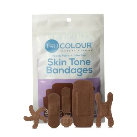 Tru-Colour Products - TCB-PASD - Waterproof Adhesive Strip Tru-colour Assorted Sizes Fabric Rectangle / Spot / Patch / Fingertip / Knuckle Dark Brown Sterile