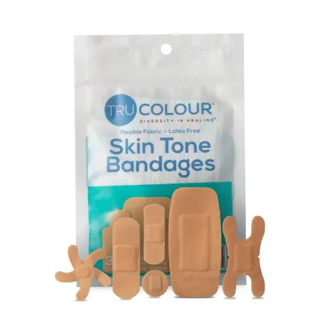 Tru-Colour Products - TCB-AASD - Waterproof Adhesive Strip Tru-colour Assorted Sizes Fabric Rectangle / Spot / Patch / Fingertip / Knuckle Beige Sterile