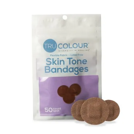Tru-Colour Products - TCB-PDOT - Waterproof Adhesive Strip Tru-colour Fabric Spot S/b Round Dark Brown Sterile