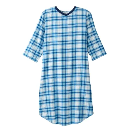 Silverts Adaptive - SV50120_TQUP_XL - Patient Exam Gown Silverts X-large Turquoise Plaid Reusable