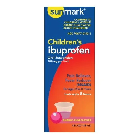 McKesson - sunmark - 70677015201 - Children's Pain Relief sunmark 100 mg / 5 mL Strength Ibuprofen Oral Suspension 4 oz.
