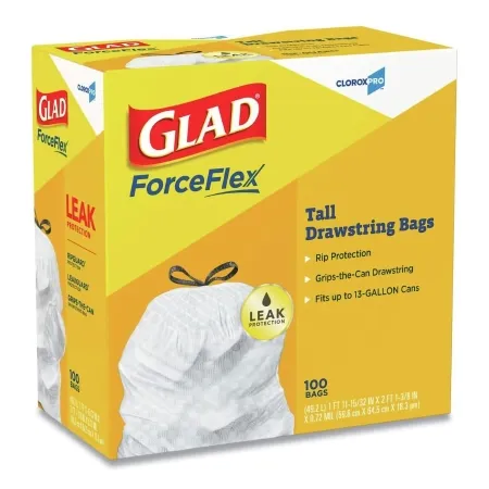 The Clorox - Glad - 78526 - Trash Bag Glad 13 Gal. White Plastic 0.72 Mil 12 X 24 Inch Dispenser Box
