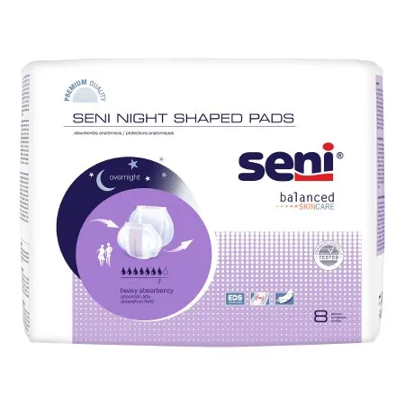 TZMO - Seni Shaped Night Pads - S-PL08-PS1 - Incontinence Liner Seni Shaped Night Pads 27 Inch Length Heavy Absorbency Superabsorbant Core One Size Fits Most