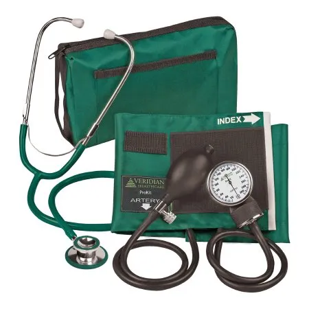 Veridian Healthcare - 02-12706 - Reusable Aneroid / Stethoscope Set Veridian 27.9 To 41.6 Cm Adult Cuff Dual Head General Exam Stethoscope