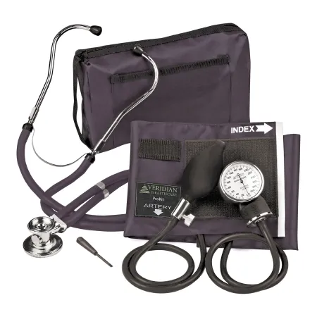 Veridian Healthcare - 02-12601 - Reusable Aneroid / Stethoscope Set Veridian 27.9 To 41.6 Cm Adult Cuff Dual Head General Exam Stethoscope