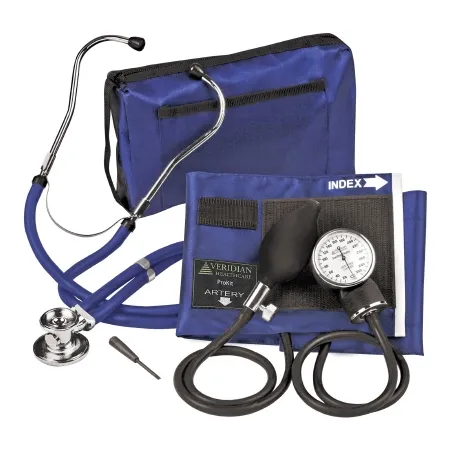 Veridian Healthcare - 02-12603 - Reusable Aneroid / Stethoscope Set Veridian 27.9 To 41.6 Cm Adult Cuff Dual Head General Exam Stethoscope