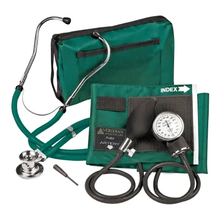 Veridian Healthcare - 02-12606 - Reusable Aneroid / Stethoscope Set Veridian 27.9 To 41.6 Cm Adult Cuff Dual Head General Exam Stethoscope