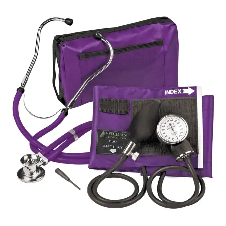 Veridian Healthcare - 02-12611 - Reusable Aneroid / Stethoscope Set Veridian 27.9 To 41.6 Cm Adult Cuff Dual Head General Exam Stethoscope