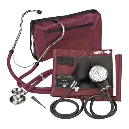 Veridian Healthcare - 02-12604 - Reusable Aneroid / Stethoscope Set Veridian 27.9 To 41.6 Cm Adult Cuff Dual Head General Exam Stethoscope