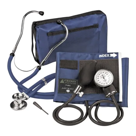 Veridian Healthcare - 02-12602 - Reusable Aneroid / Stethoscope Set Veridian 27.9 To 41.6 Cm Adult Cuff Dual Head General Exam Stethoscope