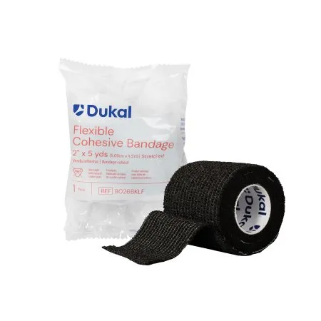 Dukal - 8026BKLF - Cohesive Bandage 2" x 5 yd Black Latex-Free 1-rl 36 rl-bx