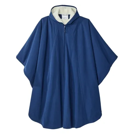 Silverts Adaptive - SV27020_NAVY_OS - Wheelchair Cape With Hood Silverts Navy Blue One Size Fits Most Front Opening Zipper Closure Unisex