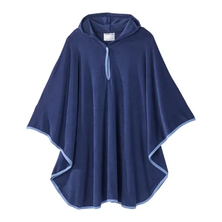 Silverts Adaptive - SV30200_NAVY_OS - Shower Cape With Hood Silverts Navy Blue One Size Fits Most Front Opening Snap Closure Unisex