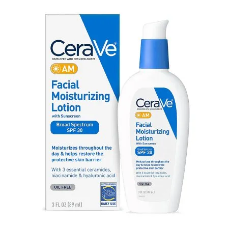 Loreal USA - CeraVe AM - 60600053746 - Facial Moisturizer With Sunscreen Cerave Am 3 Oz. Pump Bottle Unscented Lotion