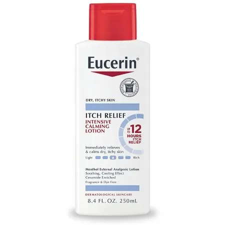 Beiersdorf - Eucerin Itch Relief Intensive Calming Lotion - 07214002657 - Hand And Body Moisturizer Eucerin Itch Relief Intensive Calming Lotion 8.4 Oz. Bottle Unscented Lotion