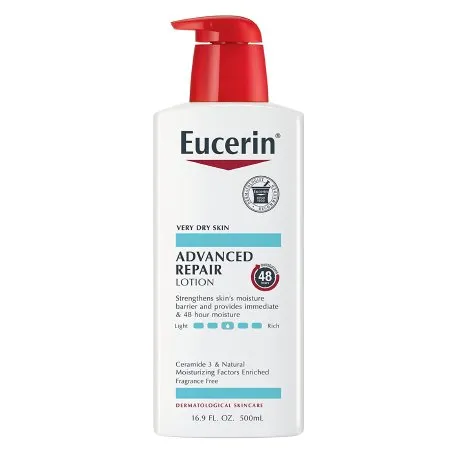 Beiersdorf - Eucerin Advanced Repair - 07214063482 - Hand And Body Moisturizer Eucerin Advanced Repair 16.9 Oz. Pump Bottle Unscented Lotion