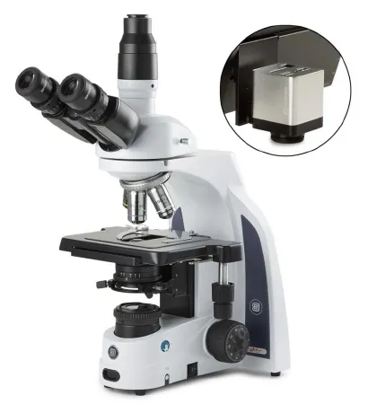 Globe Scientific - iScope - EIS-1153-PLI-HDS - Iscope Compound Microscope Bundle Siedentopf Type Trinocular Head Plan Ios 2x, 4x, 10x, S40x, S100x Oil Immersion Mechanical Stage With Integrated X-y Stage