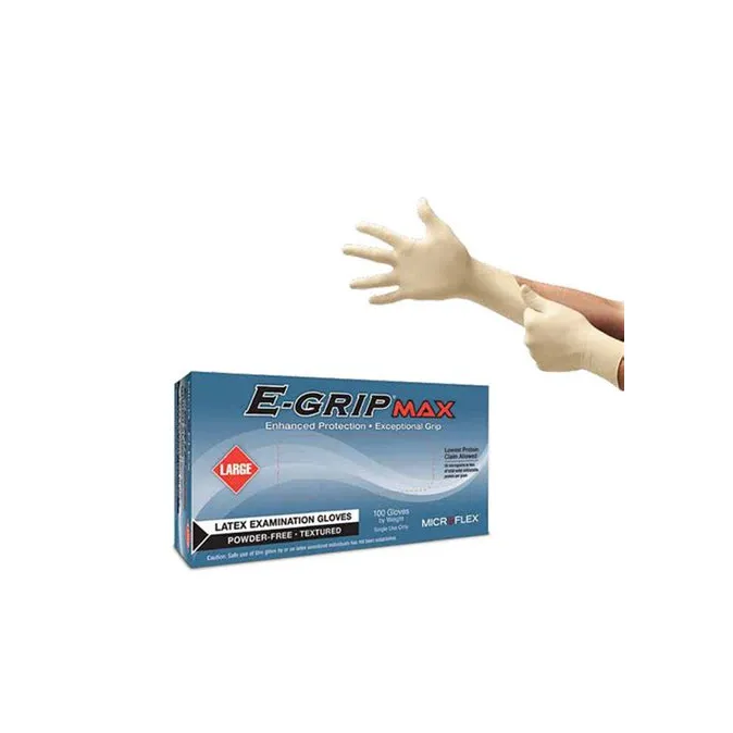 Ansell - MICROFLEX E-Grip Max L92 - L923 - Exam Glove Microflex e-grip max L92 Large Nonsterile Latex Standard Cuff Length Textured Fingertips Beige Not Rated
