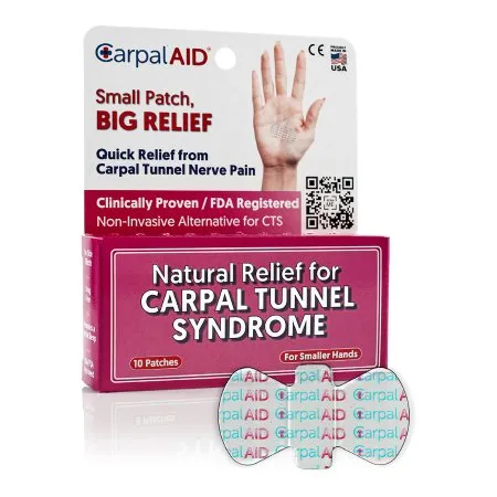 Carpal AID - SM10PK - Hand-based Carpal Tunnel Support Carpal Aid Patch Plastic Left Or Right Hand Clear Small