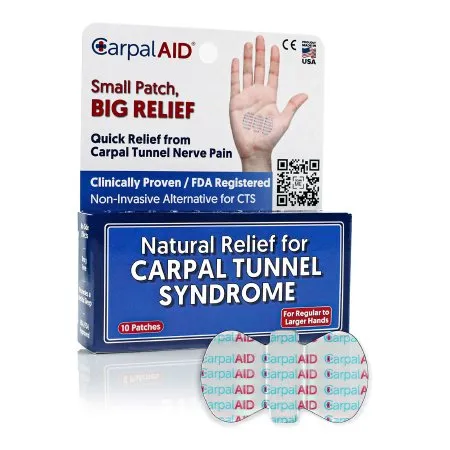 Carpal AID - LG10PK - Hand-based Carpal Tunnel Support Carpal Aid Patch Plastic Left Or Right Hand Clear Large