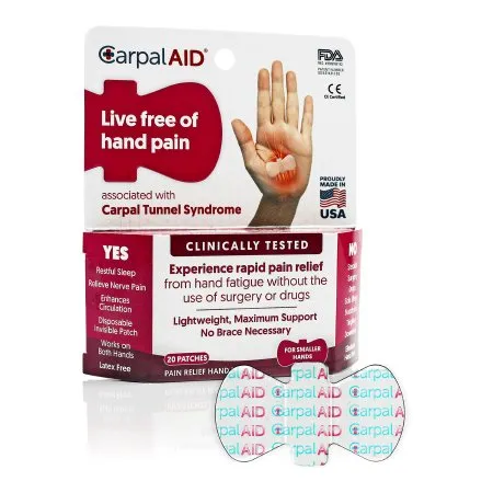 Carpal AID - LG20PK - Hand-based Carpal Tunnel Support Carpal Aid Patch Plastic Left Or Right Hand Clear Large