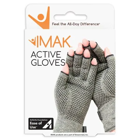 Brownmed - Imak Compression Active - A20186 - Compression Glove Imak Compression Active Open Finger Medium Wrist Length Hand Specific Pair Cotton