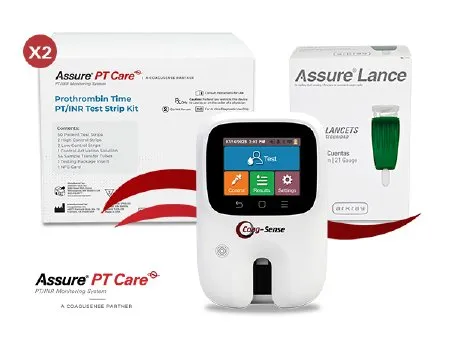 Arkray USA - 351102 - Assure® PT Care Pack 2 Contents  -1- each 350222 Assure® PT Care Meter Kit -2- each 350218 Assure® PT Care Test Strip Kit -1- each 980121 Assure® Lance Safety Lancets 21g  100ct -DROP SHIP ONLY-